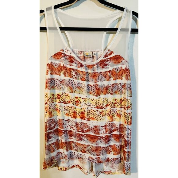 Mudd Misses Sleeveless Sheer Tank Top Size L Multicolor Pattern Lightweight & Br - Picture 1 of 3